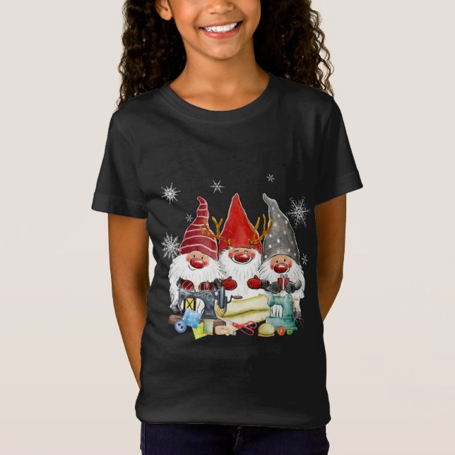 Camiseta Gnome Gnomes Quilting Gnomies Xmas Santa Tr (Anverso)