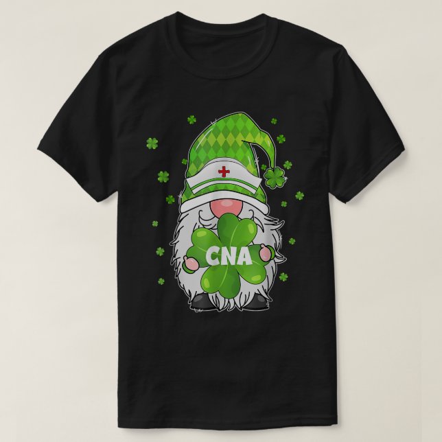 Camiseta Gnome gracioso con enfermera de shamrock CNA St Pa (Diseño del anverso)