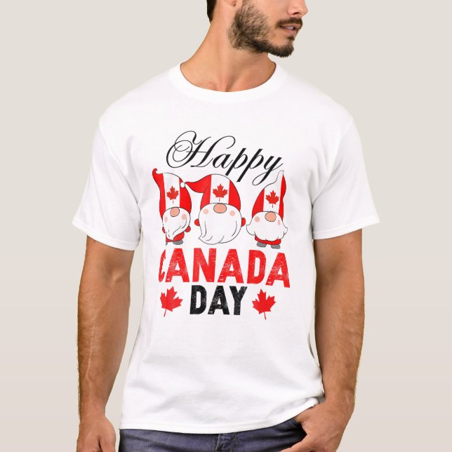Camiseta Gnome gracioso con maple Leaf bandera canadiense f (Anverso)