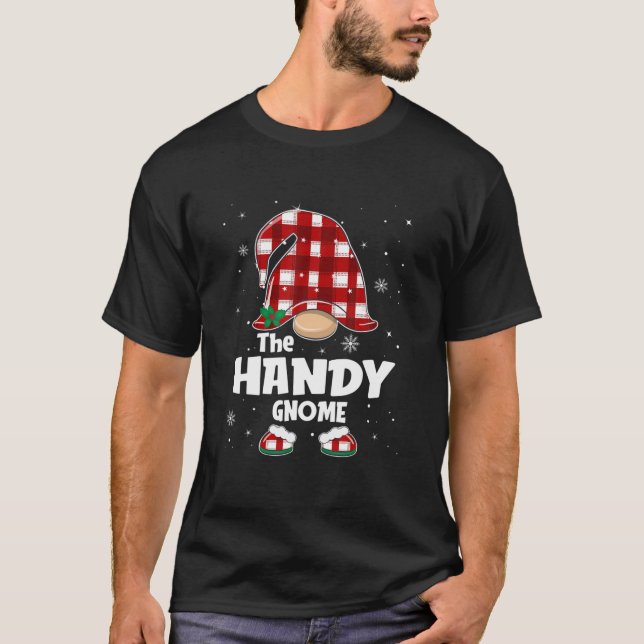 Camiseta Gnome Handy Buffalo Plaid Matemático Christma (Anverso)