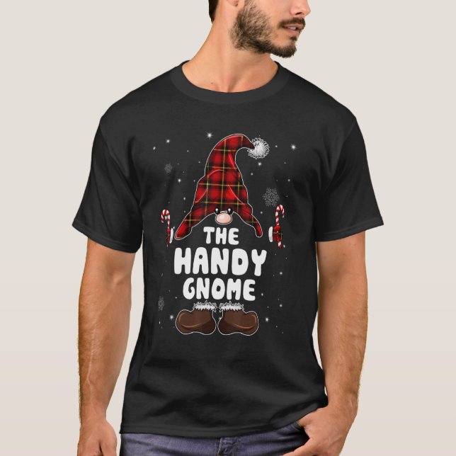 Camiseta Gnome Handy Buffalo Plaid Matemático Christma (Anverso)