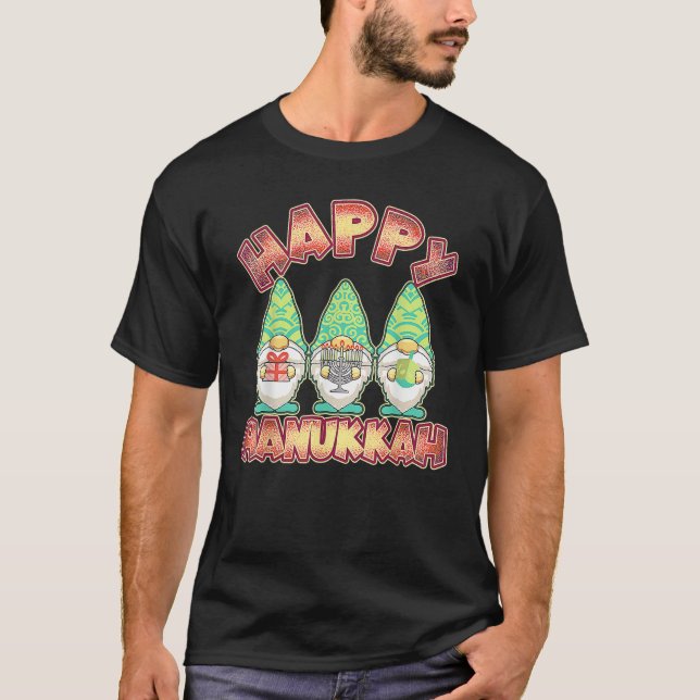 Camiseta Gnome Hanukkah Jewish Candles Festival Menorah Dre (Anverso)