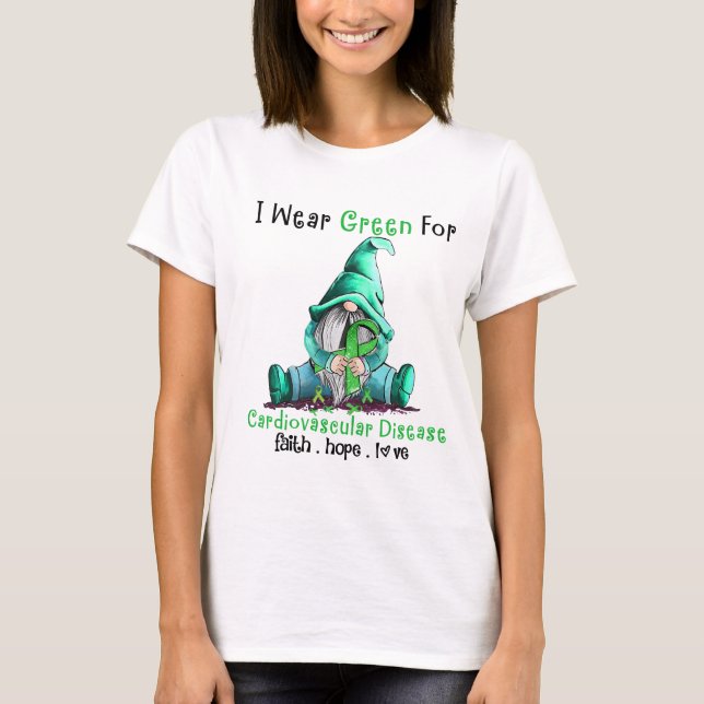 Camiseta Gnome I usa verde para la enfermedad cardiovascula (Anverso)