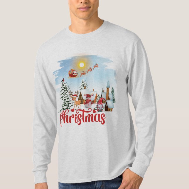 Camiseta Gnome lindo, hombre de nieve celebrando vacaciones (Anverso)