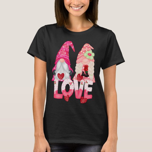Camiseta Gnome Love Couple El día de San Valentín Cute Gnom (Anverso)