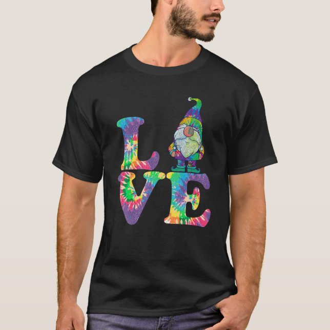 Camiseta Gnome Love Hippie Gnomes Tie Dye Retro Style Vinta (Anverso)