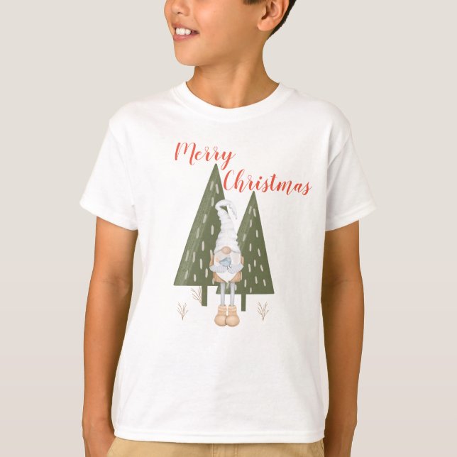 Camiseta Gnome Merry Christmas For Boy T-Shirt Mating (Anverso)
