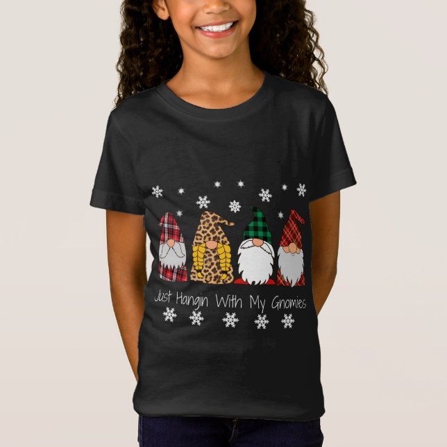 Camiseta Gnome Merry Christmas Plaid Hangin with My Gnomys (Anverso)