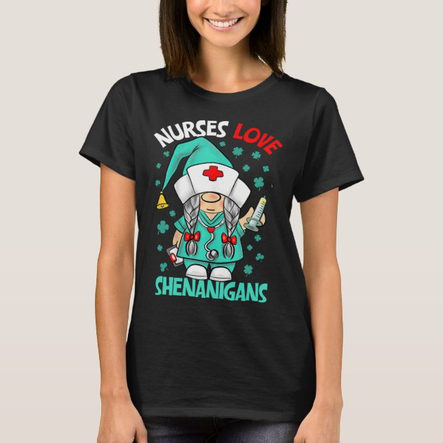 Camiseta Gnome Nurses Love Shenanigans Nurse St Patricks Da (Anverso)