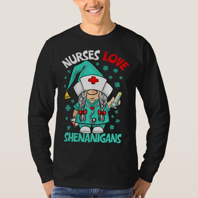 Camiseta Gnome Nurses Love Shenanigans Nurse St Patricks Da (Anverso)