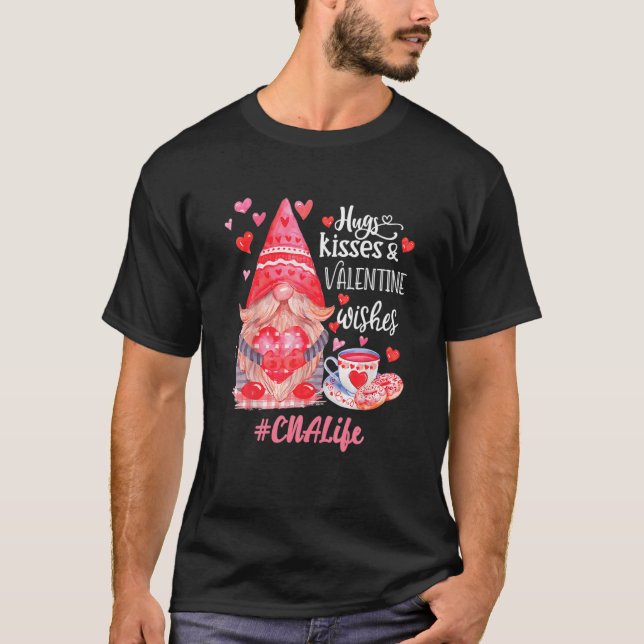 Camiseta Gnome Oncology Nurse CNA Life Hugs Kisses Valentin (Anverso)