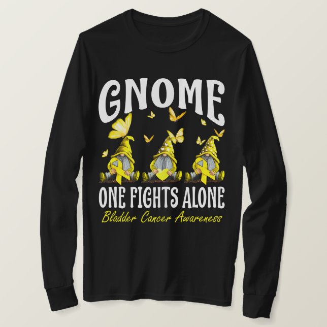 Camiseta Gnome One Fights Alone Bladder Cancer Awareness (Anverso del diseño)