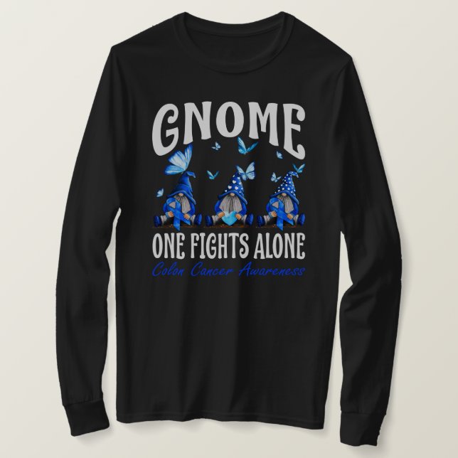 Camiseta Gnome One Fights Alone Colon Cancer Awareness  (Anverso del diseño)