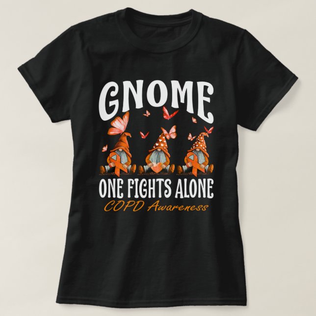 Camiseta Gnome One Fights Alone COPD Awareness (Diseño del anverso)