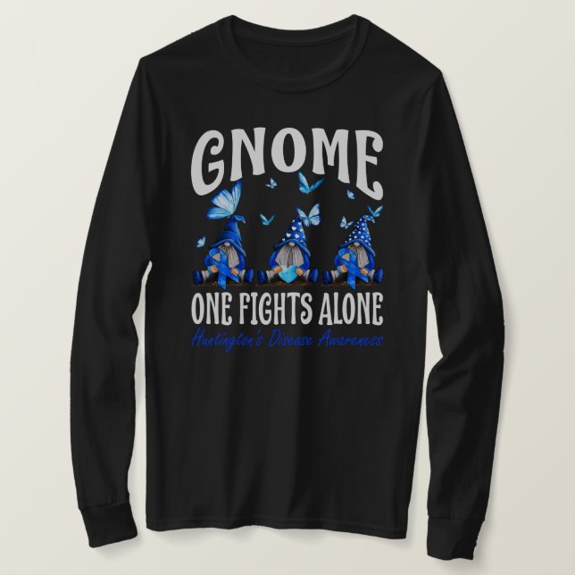 Camiseta Gnome One Fights Alone Huntington's Disease Awaren (Anverso del diseño)