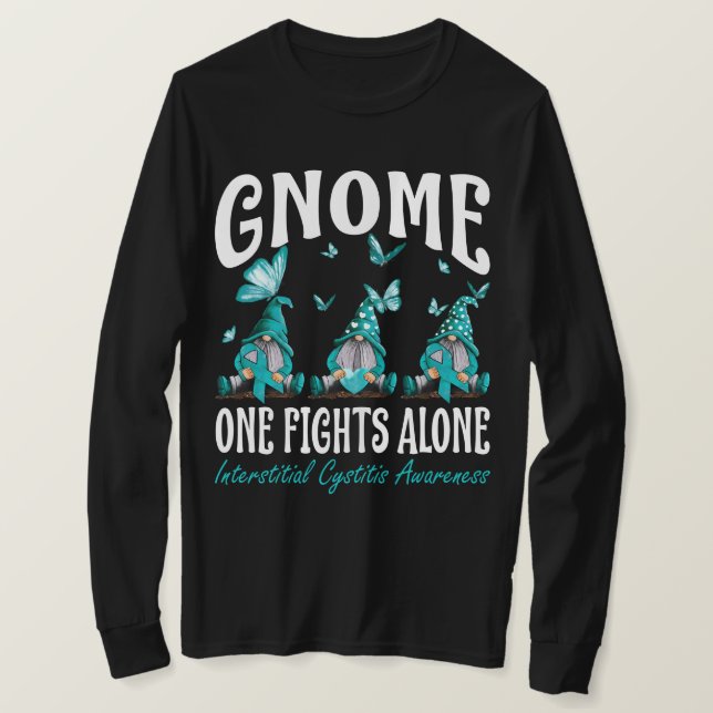 Camiseta Gnome One Fights Alone Interstitial Cystitis Aware (Anverso del diseño)