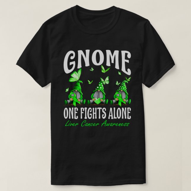 Camiseta Gnome One Fights Alone Liver Cancer Awareness (Diseño del anverso)