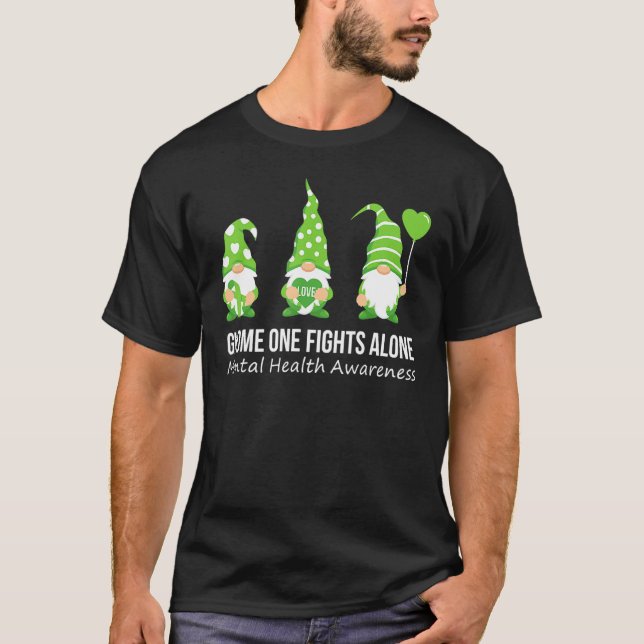 Camiseta Gnome One Fights Alone Mental Health Awareness Gre (Anverso)
