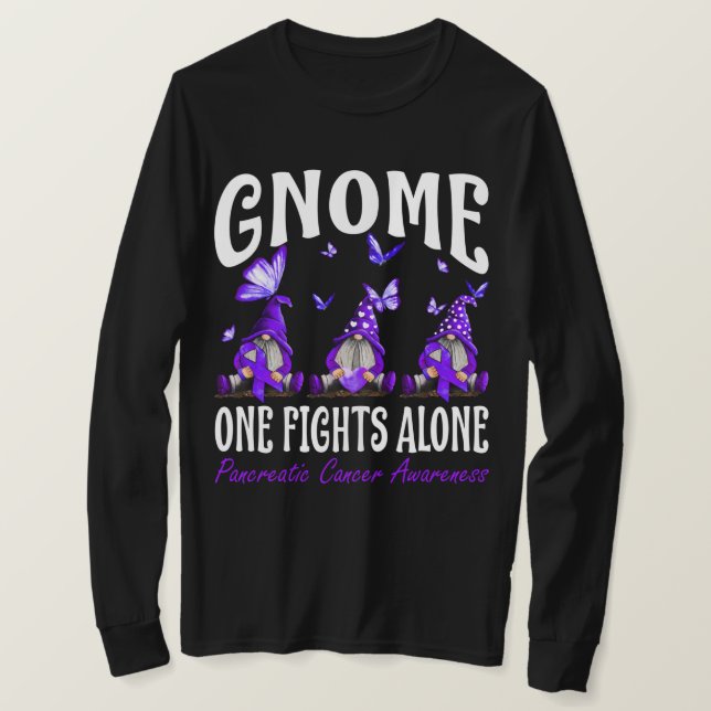 Camiseta Gnome One Fights Alone Pancreatic Cancer Awareness (Anverso del diseño)