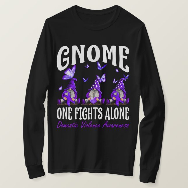 Camiseta Gnome One lucha sola contra la violencia doméstica (Anverso del diseño)