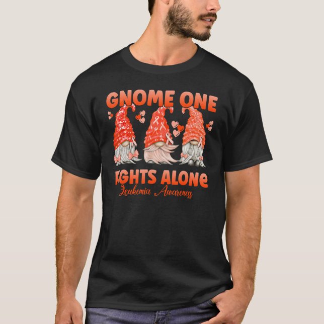 Camiseta Gnome One lucha solo contra la leucemia Naranja Co (Anverso)