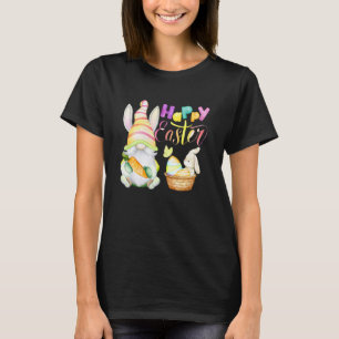 Camiseta Gnome Rabbit Eggs Bunny Watercolor Caza Feliz E