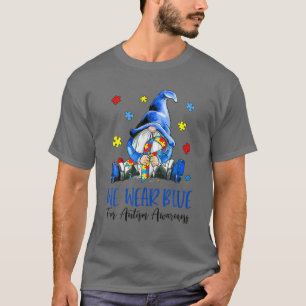 Camiseta Gnome Ribbon Puzzle Piece Autism Awareness Gnomomi