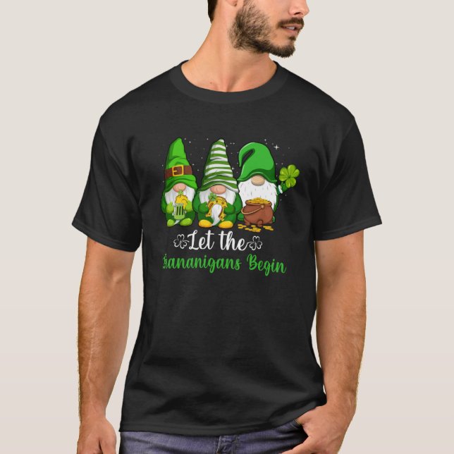 Camiseta Gnome Shamrock Let Shenanigans Begin St Patricks D (Anverso)