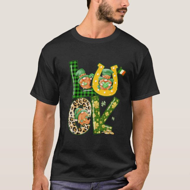 Camiseta Gnome Shamrock lindo Lucky Happy St Patricks Day F (Anverso)