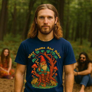 Camiseta Gnome sobre el arte psicodélico retro de árbol de