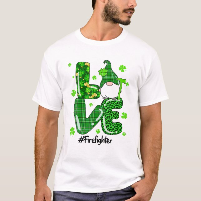 Camiseta Gnome St.Pat, el bombero leopardo irlandés Green P (Anverso)