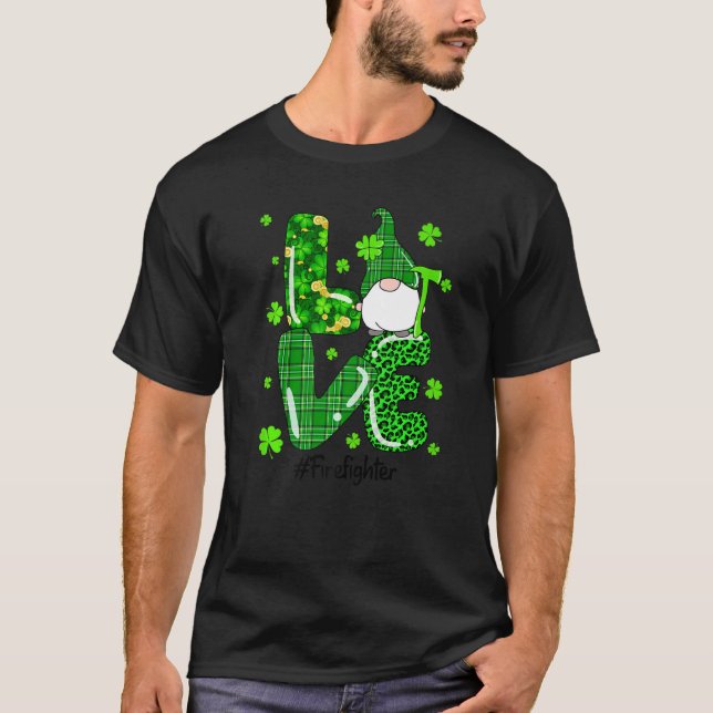 Camiseta Gnome St.Pat, el bombero leopardo irlandés Green P (Anverso)