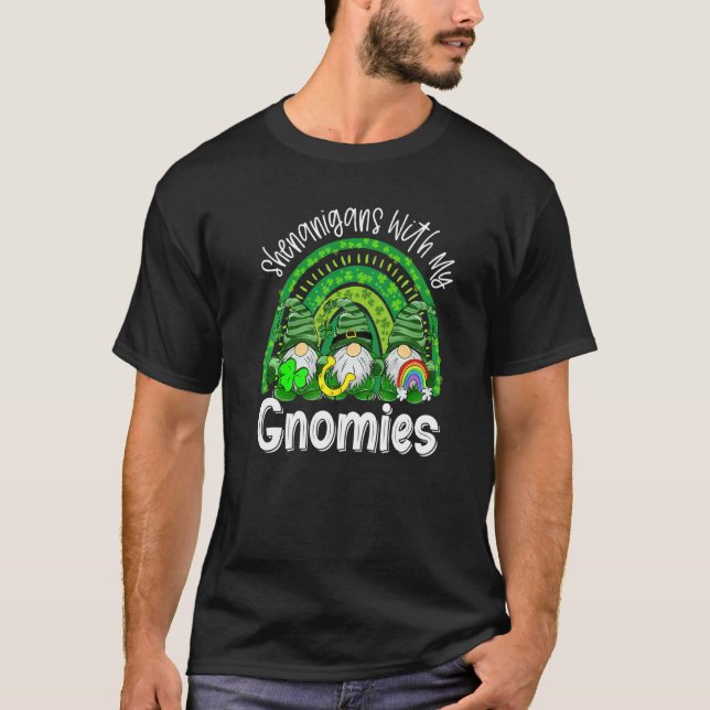 Camiseta Gnome St Patrick S Day Shamrock Shenanigans con M (Anverso)