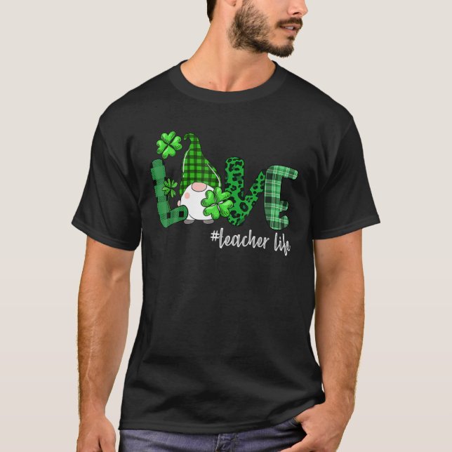 Camiseta Gnome Teacher St Patricks Day Love Teacher Life Sh (Anverso)