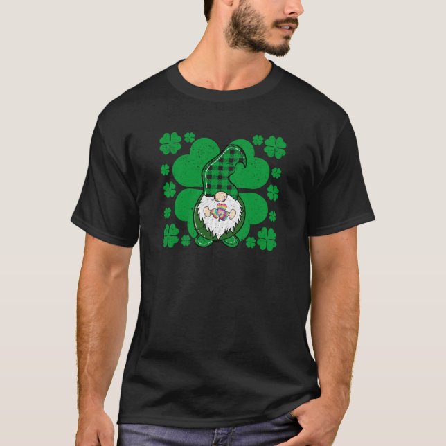 Camiseta Gnome Tie Dye Shamrock C St Patricks Day Hippie Ir (Anverso)