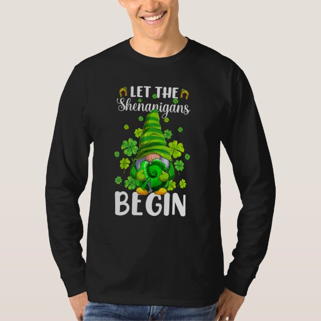 Camiseta Gnome Tie Dye Shamrock Let Shenanigans Begin St Pa (Anverso)