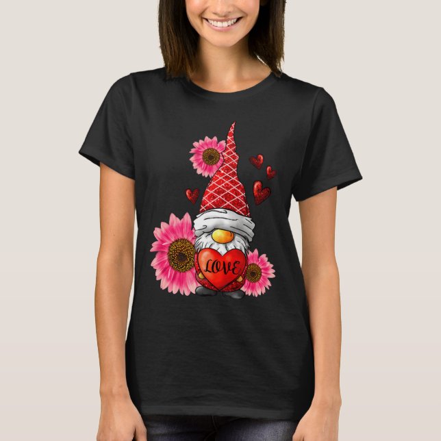 Camiseta Gnome Valentines Day Cute Gnome Heart Leopard Sunf (Anverso)