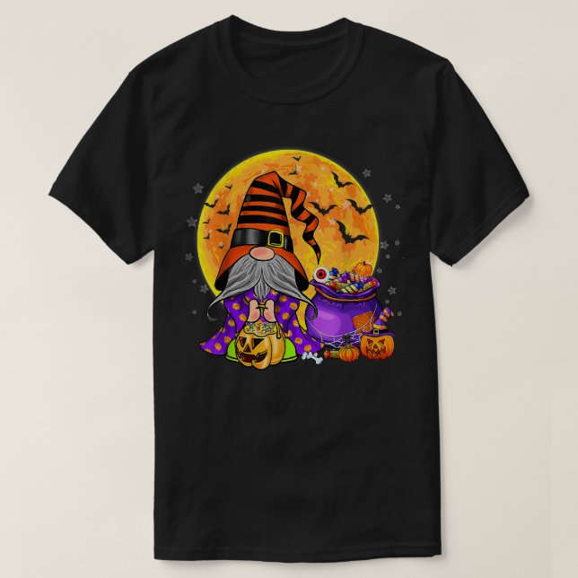 Camiseta Gnome Witch Halloween Costume Calabaza otoño otoño (Diseño del anverso)