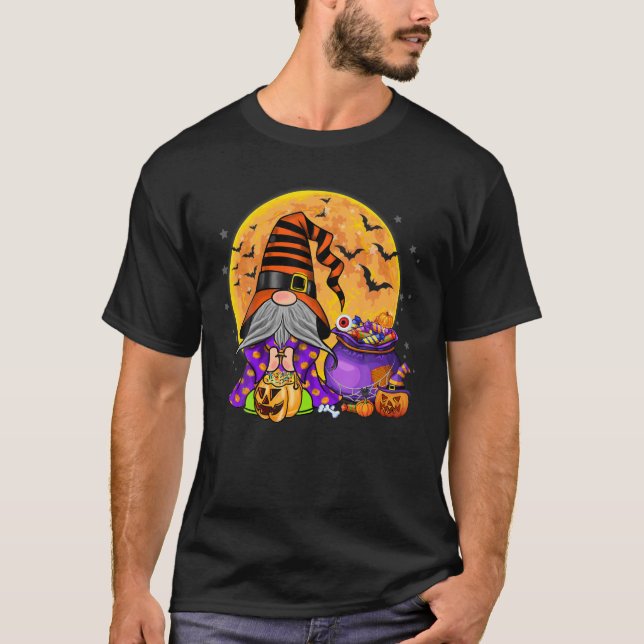 Camiseta Gnome Witch Halloween Costume Calabaza otoño otoño (Anverso)