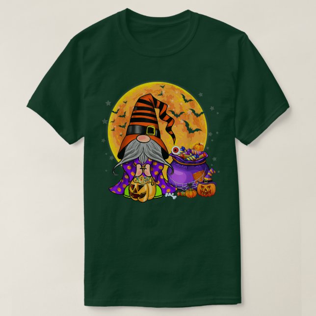 Camiseta Gnome Witch Pumkin Jack O Lantern Candy Halloween  (Diseño del anverso)