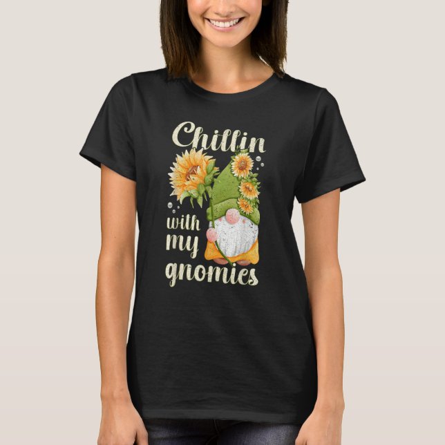 Camiseta Gnome with sunflower  spring motif with garden gno (Anverso)