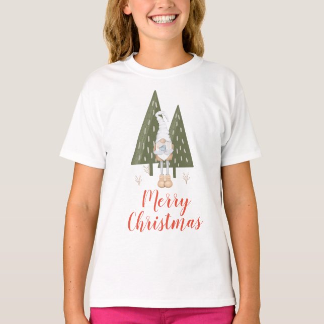 Camiseta Gnome y Bluebird Feliz Navidad (Anverso)
