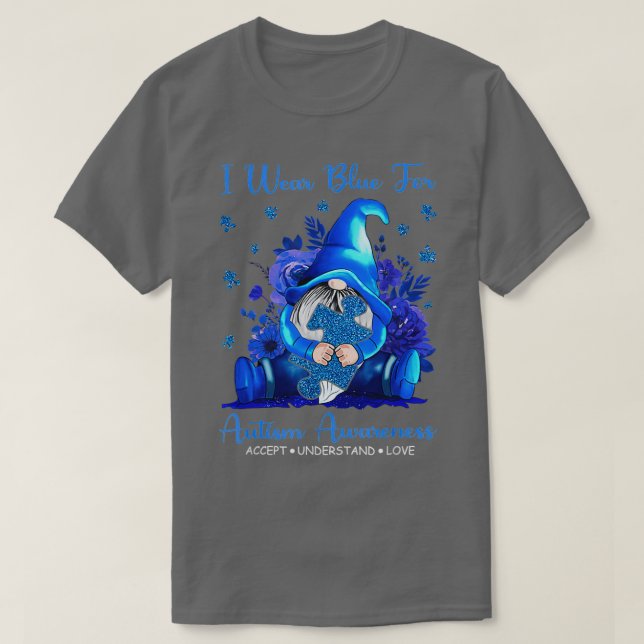 Camiseta Gnome Yo Uso Azul Para Concienciar Sobre El Autism (Diseño del anverso)