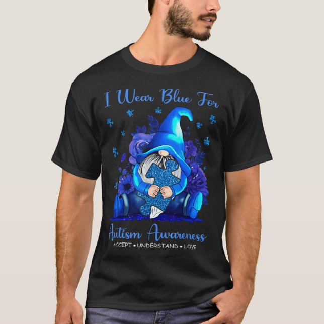 Camiseta Gnome Yo Uso Azul Para Concienciar Sobre El Autism (Anverso)