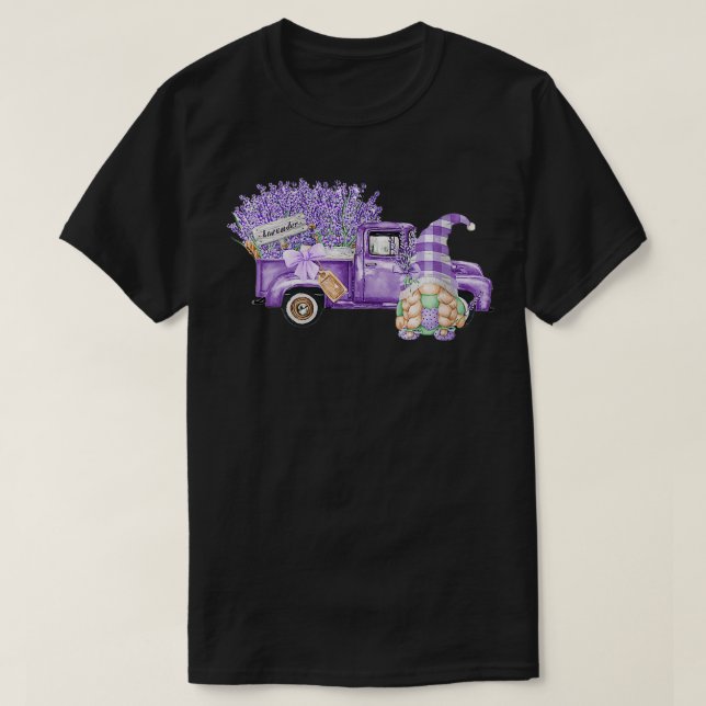 Camiseta Gnomes Adorables Flores Camión Púrpura Lavend (Diseño del anverso)