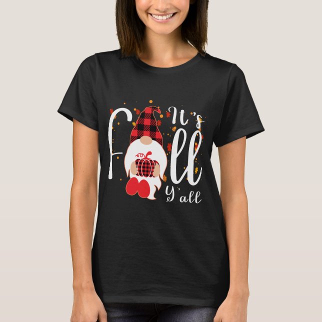 Camiseta Gnomes Calabaza de piel roja de búfalo es otoño (Anverso)