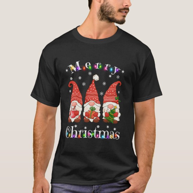 Camiseta Gnomes Cute Gnomes Merry Christmas Light Gnome Xma (Anverso)