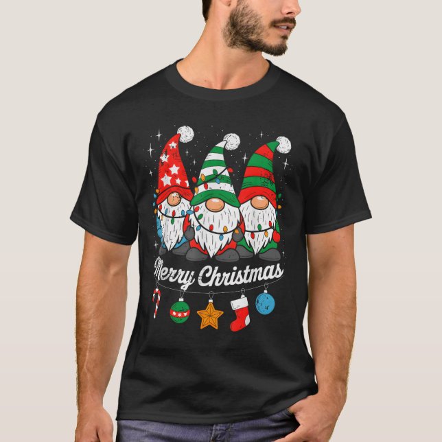 Camiseta Gnomes Cute Gnomes Merry Christmas Light Gnome Xma (Anverso)