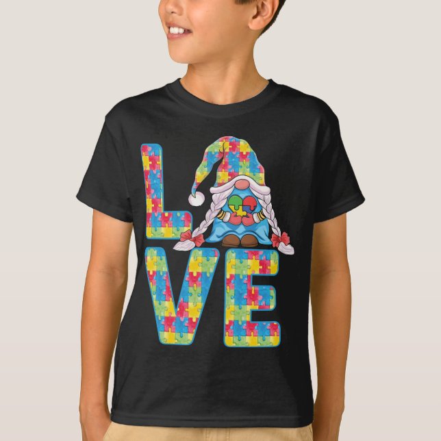 Camiseta Gnomes Cute Sostener el rompecabezas y la cinta So (Anverso)