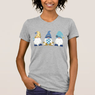Camiseta Gnomes Cute Trendy Oro Azul Tapado De Búfalo Blan